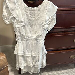 LoveShackFancy light blue Ruffle Tiered Mini Dress